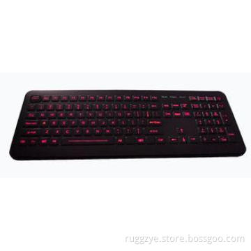 Rubber hygienic IP65 illuminated USB medical keyboard with
